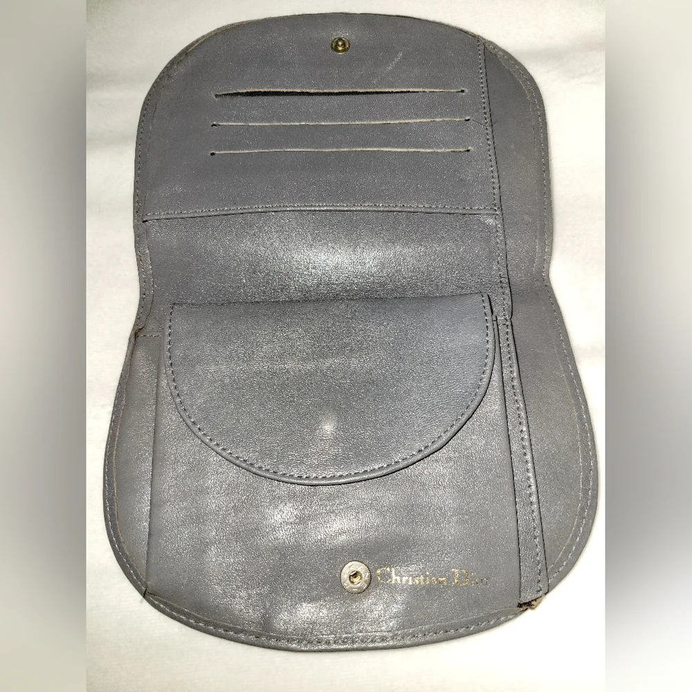 Dior vintage gray wallet card holder with coin pouch